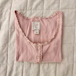 GAP Pink Lace Trim Tank Top